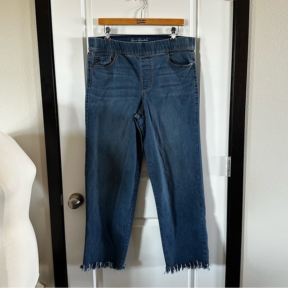 Gloria Vanderbilt Wide Leg Jeans – Distressed Hem, Blue Denim Wash, Size 14 - Picture 1 of 4